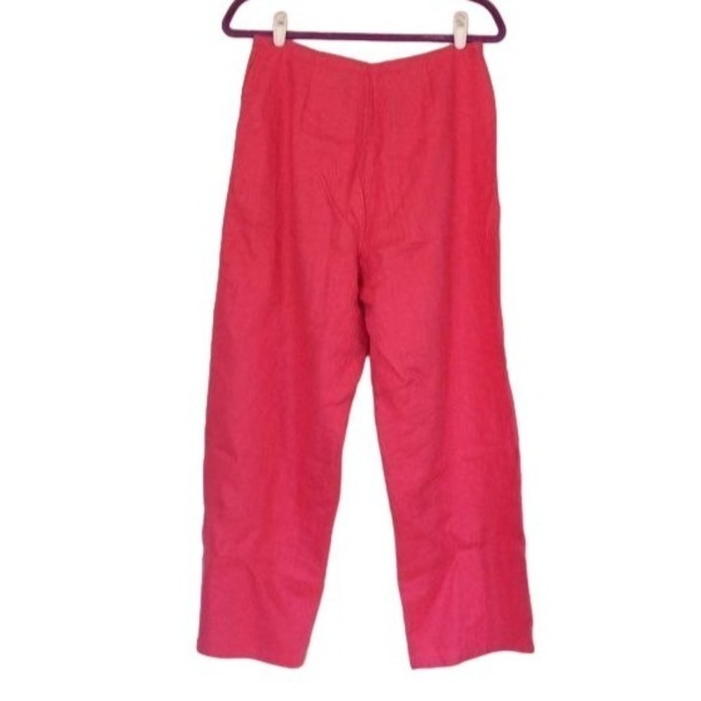 Brooks Brothers Capris 10 Hot Pink Linen Crop Drawstring Button Closure Pockets